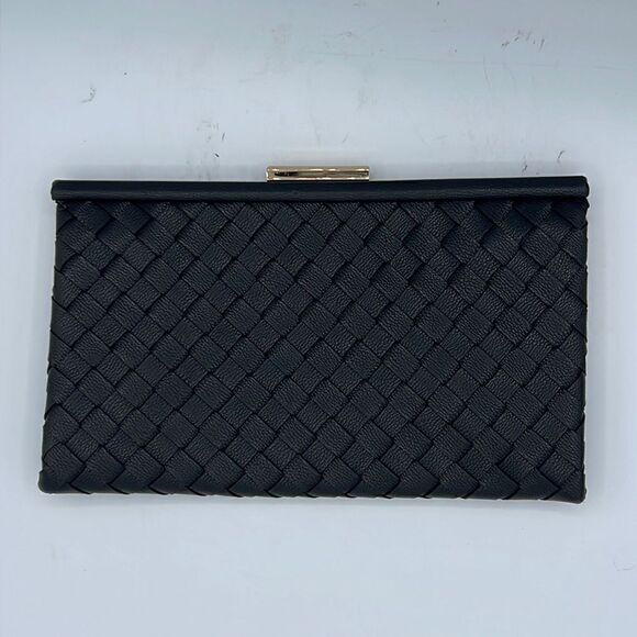 Sondra Roberts Woven Leather Frame Clutch - Picture 2 of 11